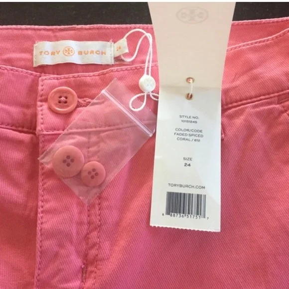 Tory Burch faded spiced coral cuff shorts - Picture 3 of 3